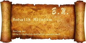 Behalik Miletta névjegykártya